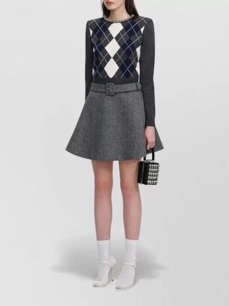 Self Portrait argyle knit dress belt and rhinestones