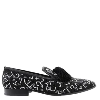 Jimmy Choo London Mens Foxley Caviar Bead Embroideryr Slippers, Brand Size 42 ( US Size 9 )