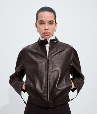 Bottega Veneta Papery Leather Blouson - Blue - Women - 0