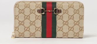 Gucci Portafoglio continental con monogramma GG, nastro Web e morsetto Horsebit