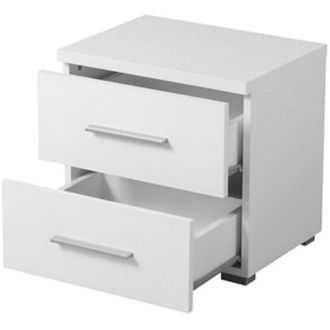 Dmora Comodino Colliano, un Ripiano, 2 Cassetti, Apertura Scorrevole, 44.5x33.5x43h cm Bianco