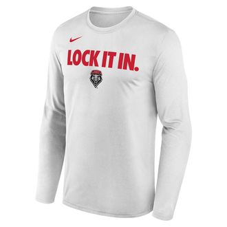 Nike New Mexico 2026 On-Court Bench Nike Mens Dri-FIT College Long-Sleeve T-Shirt in White | M22284P870NMEX-WHT