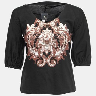 Just Cavalli Black Printed Cotton Top