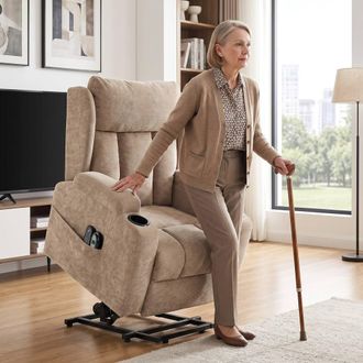 HOMCOM Power Recliner Chair w/ Massage & Heat, Electric Lift Chair, Brown