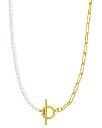 Liv Oliver 18K Plated 4-5Mm Pearl Link Chain Necklace