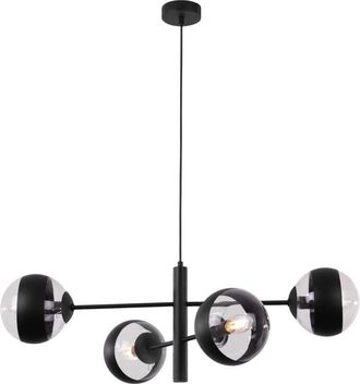 OEM L&aacute;mpara Colgante Toledo Negra 4 Pantallas Planas Negras E14