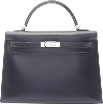 Herm&egrave;s Borsa a mano Kelly Sellier 32 in pelle Box Calf 2000 - Blu