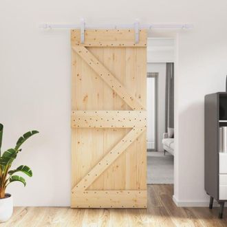 vidaXL Puerta Corredera Con Herrajes Madera Maciza De Pino 90x210 Cm Vidaxl