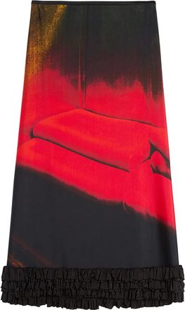 Jil Sander Gonna midi con stampa - Nero