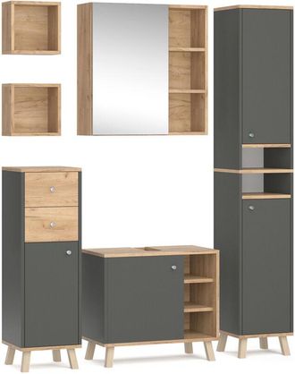 Vicco Set mobili bagno Senyo, Antracite, 5 parti