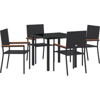 vidaXL Conjunto De Comedor De Jard&iacute;n 5 Pcs Negro Polirat&aacute;n Vidaxl