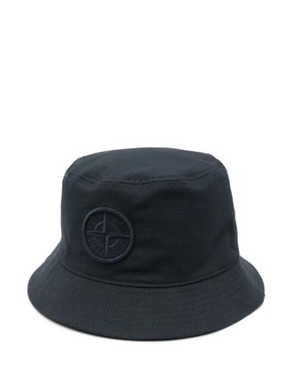 Stone Island Compass-embroidery bucket hat - men - Cotton - M - Blue