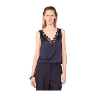 Officine Générale Tops, Dames, Blauw, S, Donkerblauw Zwart Topstijl W25Wtop 056