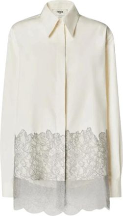 Fendi Overhemden, Dames, Wit, S, Katoen, Oversized Lange Mouwen Shirt