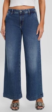 Guess Zoya Crop Wide Leg Jeans in Blue at Nordstrom, Size 32 29