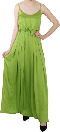 Dsquared2 Green Spaghetti Strap Long A-line Pleated Womens Dress (Pre-Owned)