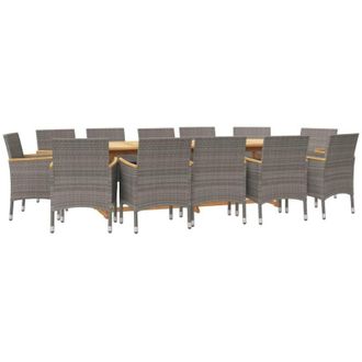 vidaXL Juego De Comedor De Jard&iacute;n 13 Piezas Con Cojines Gris Vidaxl