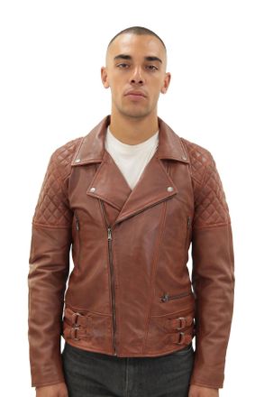 Infinity Leather Heren gewatteerd leren bikerjack-bordeaux