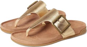 Vionic Womens Vionic Emma J5383L3700 Sandals Gold Leather Round Toe Thong HAWK934