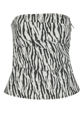 Rotate zebra-print strapless top - women - Recycled Cotton/Organic Cotton - 38 - White