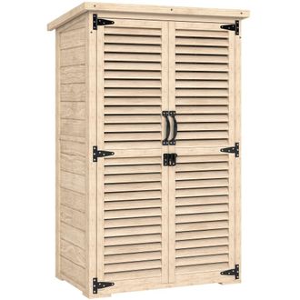 OUTSUNNY Armario de jard&iacute;n 75x50x118 cm madera natural