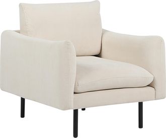 Beliani Sill&oacute;n De Tela Respaldo Acolchado Patas Negras Estilo Retro Moderno Beige Claro Vinterbro