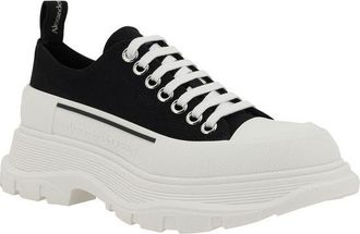 Alexander McQueen Womens Black Cotton Chunky Sneakers
