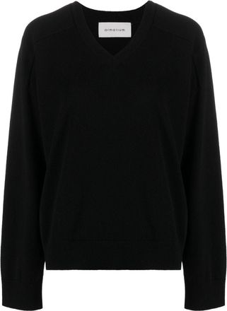 ARMARIUM V-neck knitted jumper - women - Cashmere - M - Black