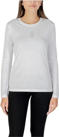 A|X Armani Exchange Rhinestone Longsleeve T-shirt - Dames - Longsleeves - Wit - XS - Katoen - Tops
