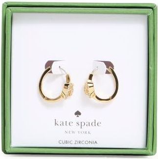 Kate Spade New York pav&eacute; knot huggie hoop earrings in Clear /Gold at Nordstrom Rack