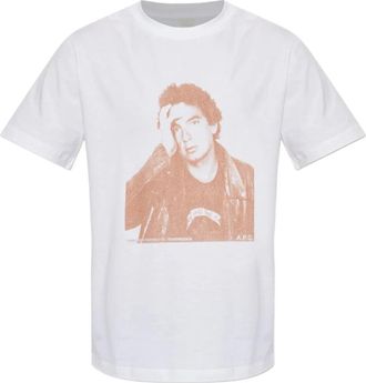 A.P.C. T-shirt met ronde hals - Heren - T-shirts - Wit - L - Katoen - Tops