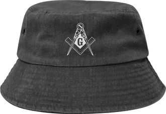 Generic Freemason Masonic Symbol Men Women Cotton Bucket Hat Durable Fishing Cap Sun Protective Fisherman Hats for Fishing Outdoor Beach