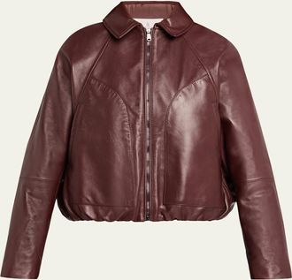 Brunello Cucinelli Collared Zip-Up Leather Jacket