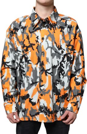 Dolce & Gabbana Mens Multicolor Camouflage Cotton Denim Collared Jacket Clothing