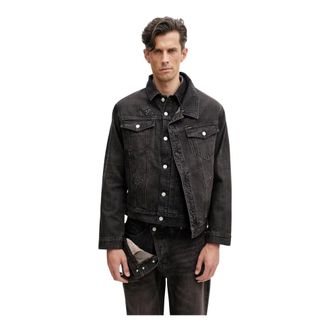 Andersson Bell Chaqueta vaquera asim&eacute;trica con cuentas en capas - Jackets - Hombre - Negro - XL