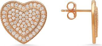 Queen Jewels Sterling Silver CZ Pavé Heart Stud Earrings in Rose Gold at Nordstrom Rack