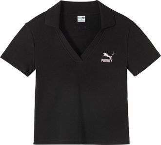 Puma (WMNS) PUMA Logo Polo Shirt Black 626863-01