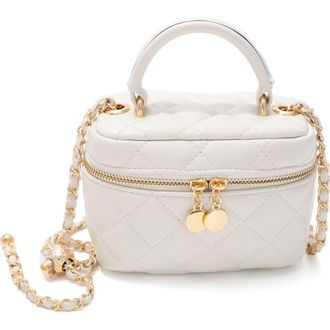 Adornia Cushion Quilted Faux Leather Top Handle Bag in White at Nordstrom Rack