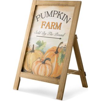 Glitzhome 24H Fall Wooden Easel Porch Sign Standing Decor in Orange at Nordstrom, Size Medium