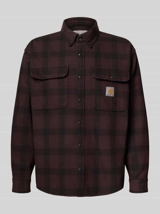 Carhartt Work in Progress Regular Fit Freizeithemd mit Logo-Patch Modell Edmands in Bordeaux, Gr&ouml;&szlig;e XL