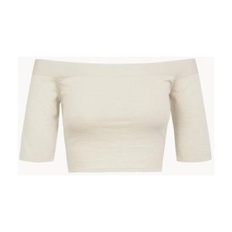 Cortana Overhemden, Dames, Beige, 2Xs, Katoen, Crop Top