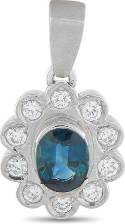 Luxury Bazaar Platinum 0.54 ct Diamond and 2.07 ct Sapphire Flower Pendant MF06-010626