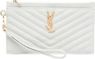 Saint Laurent Pre-owned Quilted Leather Clutch - Dames - Vintage Clutch - Wit - ONE Size - Leer - Vintage