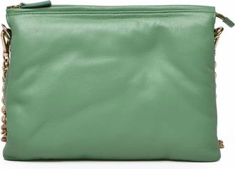 Gava Milano Green Leather Zip Trio Shoulder Bag