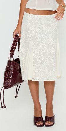 Princess Polly Quani Lace Midi Skirt in Cream at Nordstrom, Size 10