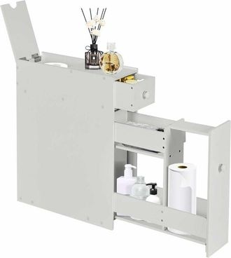 Costway Estanter&iacute;a De Ba&ntilde;o Ducha Armario Lateral Para Cocina Gabinete De Almacenamiento De 5 Compartimientos (blanco)