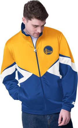 Starter Mens Starter Gold/Royal Golden State Warriors Rush Applique Full-Zip Track Jacket at Nordstrom, Size Xx-Large