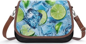 Generic (Ice-Cubes) And Lime Slices Small Womens Crossbody Bags Shoulder Handbag with Adjustable Strap for Travel