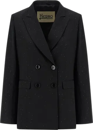 Herno Jassen, Dames, Zwart, M, Leer, Micro Sequin Blazer