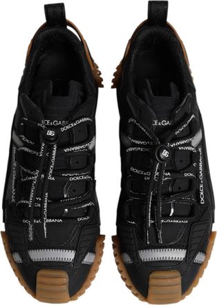 Dolce & Gabbana Mens Black Logo Lace Up Low Top Ns1 Sneakers Shoes And Brown